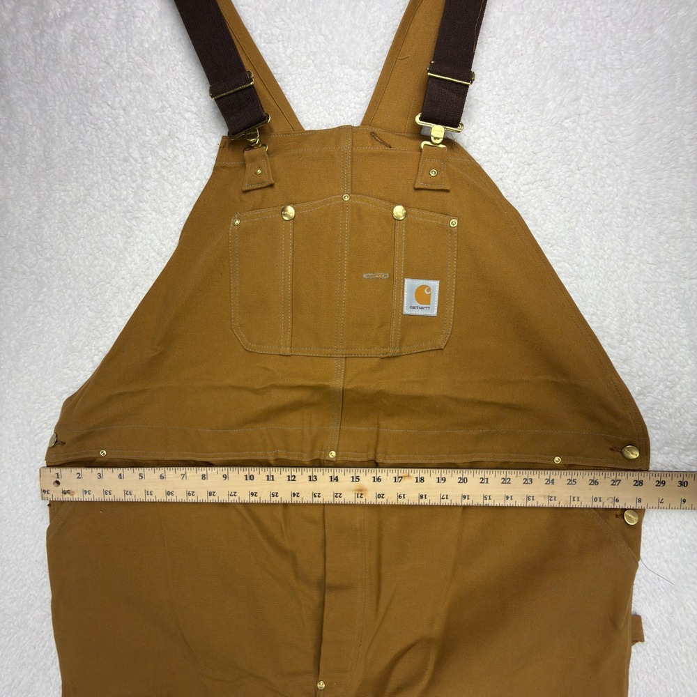 Carhartt Duck Bib Canvas Overalls Mens 56x32 R01 BRN Brown Workwear NWT NOS - Picture 7 of 13